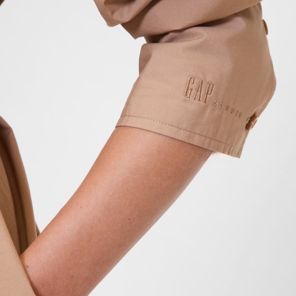 NEW Poplin Tan Belted Maxi Shirt Dress - Picture 4 of 5